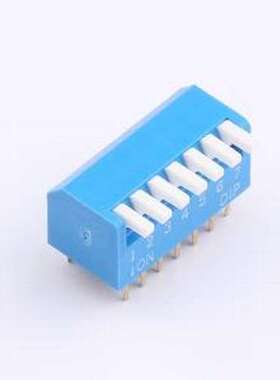 DL-07LT 拨码开关 2.54mm间距 7位 琴键式 直插侧拨长柄 蓝色 拨