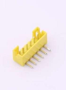 WF-1B200A6P-Y 线对板针座 间距2.0mm 弯插 黄色 1x6P 弯插,P=2mm