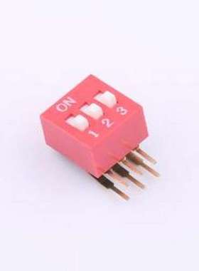 DA-03-R 拨码开关 拨码开关2.54mm间距,弯脚90度侧插 红色 3PIN/