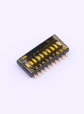 YDF10ES 拨码开关 10位1.27MM,黑色贴膜拨码开关 SMD-20P,6.2x13.