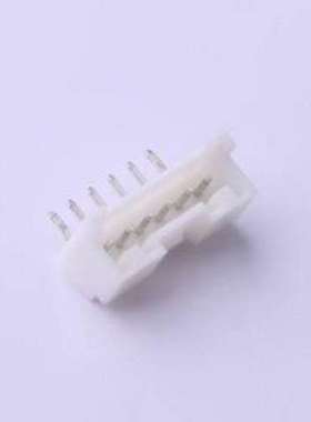 HX20018-6WA 线对板针座 1x6P 间距:2mm 弯插 白色 弯插,P=2mm