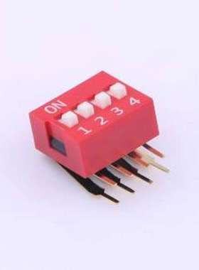 DA-04-R-T 拨码开关 红色90度弯脚 4位 KE拨码开关