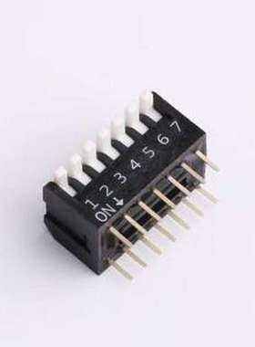 DP-07-K-T 拨码开关 7位 2.54mm间距 宽体黑色侧拨 DIP拨码开关