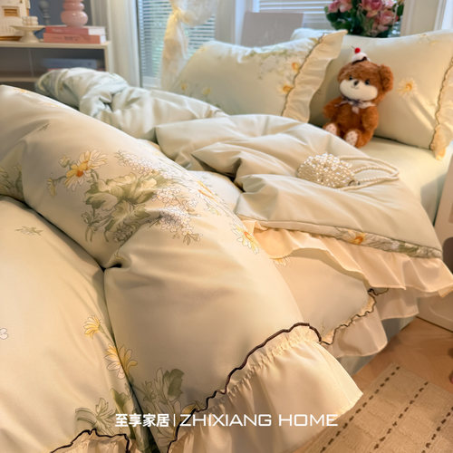 凉而不冰丨高级感冰丝床品四件套