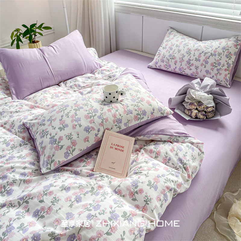 2025秋冬新碎花床单四件套纯棉全棉A类水洗棉床上用品宿舍三件套