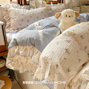 小清新法式花边床上四件套全棉纯棉2026新款床单被套罩宿舍三件套