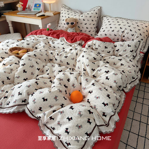 复古蕾丝花边丨纯棉床上四件套