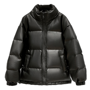 羽绒服女短款2023冬季新款加厚男女情侣白鸭绒PU皮免洗面包服外套