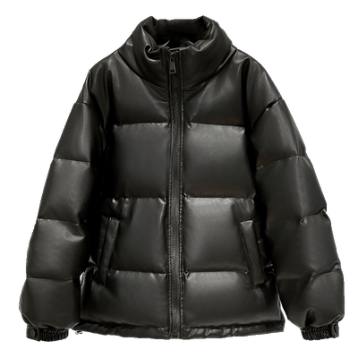 羽绒服女短款2023冬季新款加厚男女情侣白鸭绒PU皮免洗面包服外套