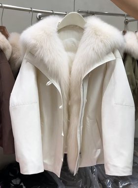 超厚实大毛领白鸭绒羽绒服女2025冬季新款巨好看的高级感保暖短款