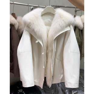 超厚实大毛领白鸭绒羽绒服女2025冬季新款巨好看的高级感保暖短款