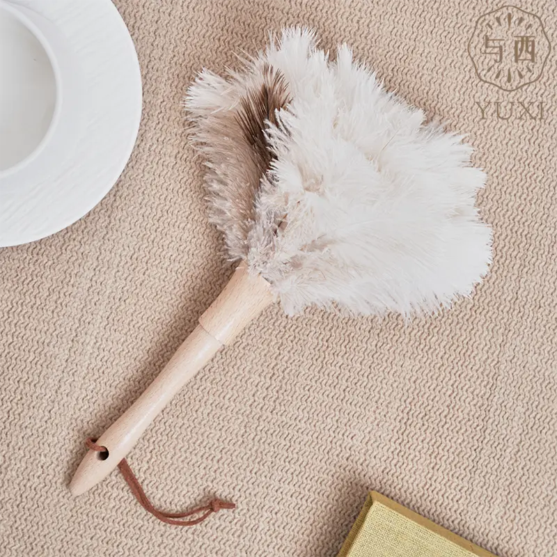 2025新款鸵鸟毛掸子短柄轻便迷你家用车载无静电柔软清洁工具