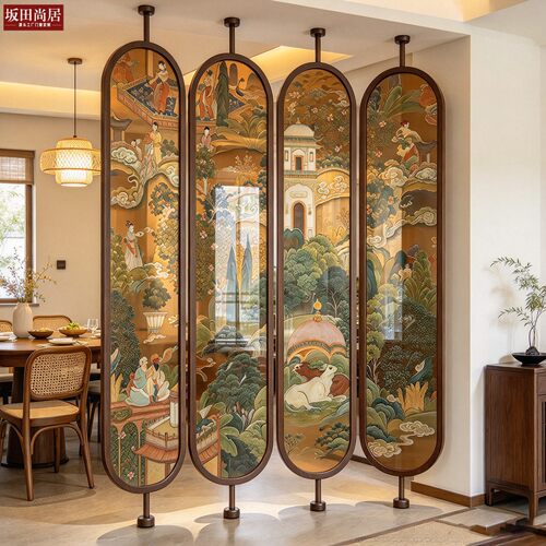 屏风隔断中古风客厅玄关进门