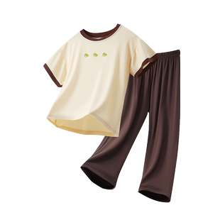 夏季薄款莫代尔儿童睡衣男童空调服中大童短袖长裤套装青少年女童