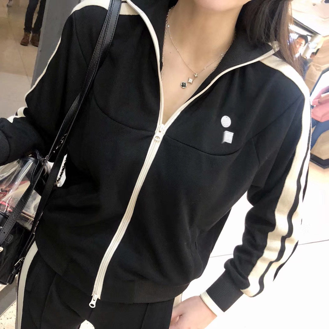 2024春秋新品简约条纹拼接色休闲显瘦收脚两件套运动套装女装卫衣