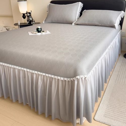 2025新款夏天冰丝凉席三件套可机洗夏季超凉感床裙款冰豆豆软席子