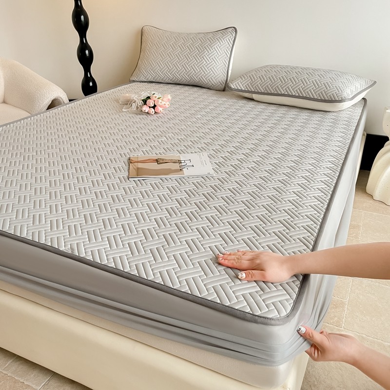 床笠款乳胶凉席三件套冰丝席可机洗夏季软席子四件套2025新款防滑,床上用品,乳胶席,淘宝优惠券,粉丝福利购,淘宝优惠卷