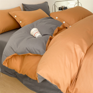 60支纯棉床上四件套100全棉纯色床单被套床笠款 简约南通家纺床品4