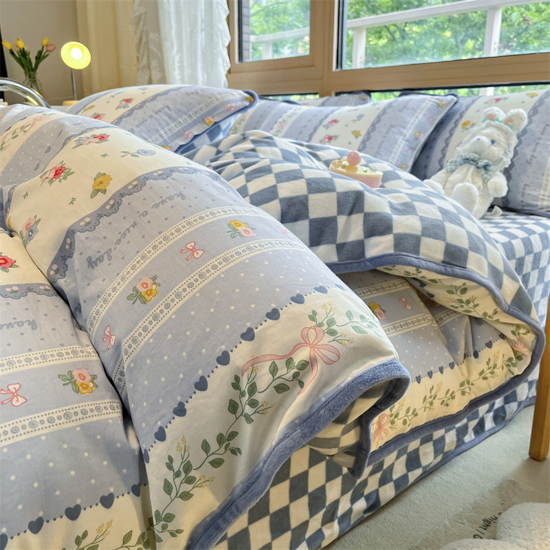 ab面四件套纯棉全棉加绒被套床单珊瑚绒冬季单面绒牛奶绒床上用品,床上用品,床品套件/四件套/多件套,淘宝优惠券,粉丝福利购,淘宝优惠卷