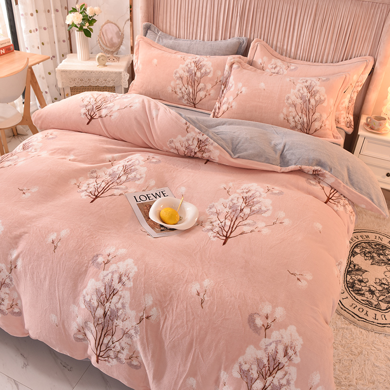 冬季牛奶绒被套单件毛绒珊瑚绒