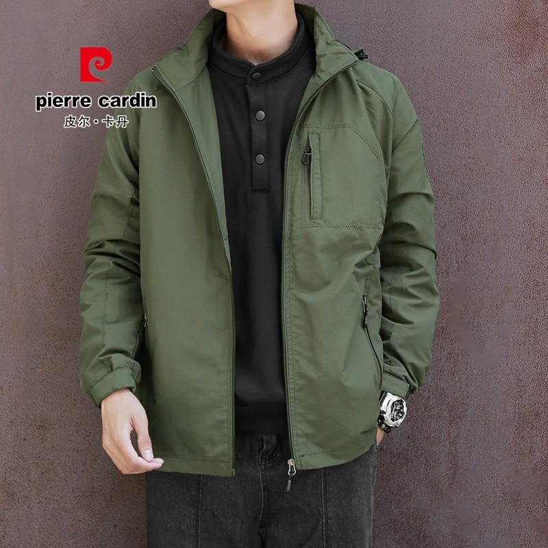 皮尔卡丹男士中年夹克外套2025春秋季连帽短款美式工装休闲冲锋衣,男装,夹克,淘宝优惠券,粉丝福利购,淘宝优惠卷