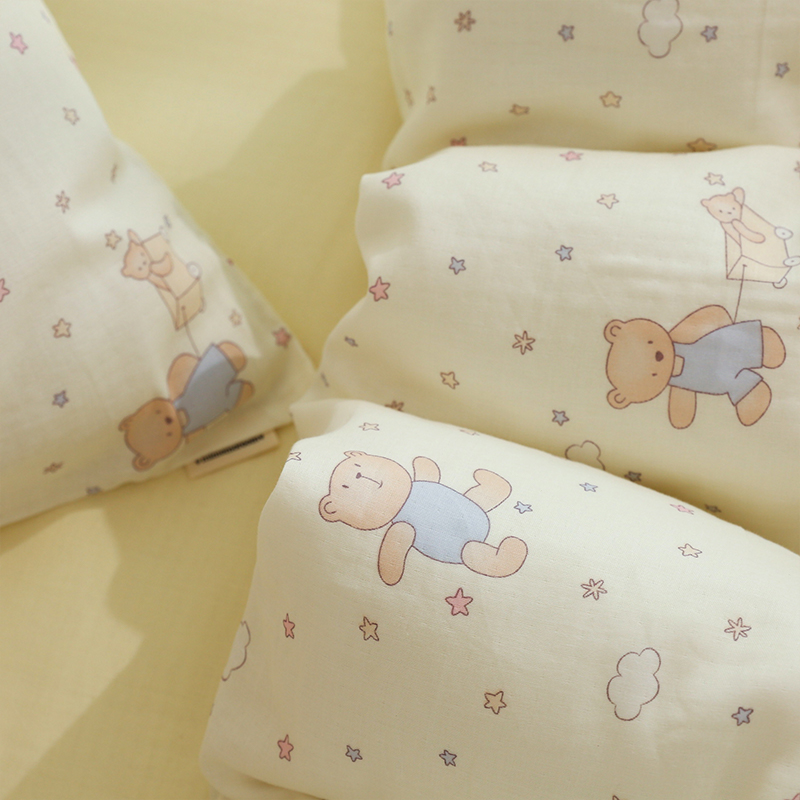 My little girl星星小熊纯棉双层纱三四件套清新宿舍学生床单被套