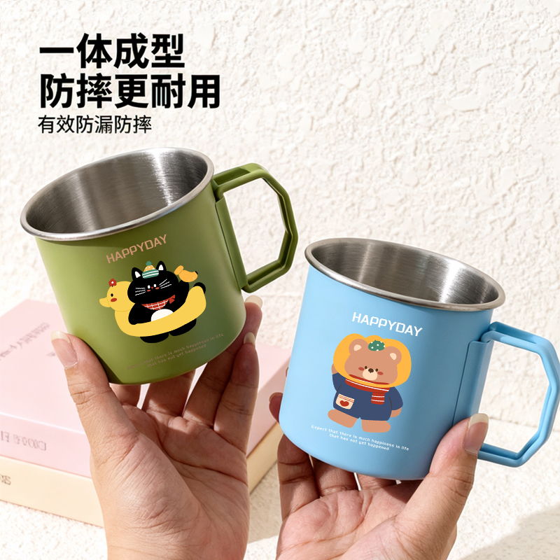 304不锈钢水杯咖啡杯手柄折叠便携式户外露营防摔喝水杯子高颜值