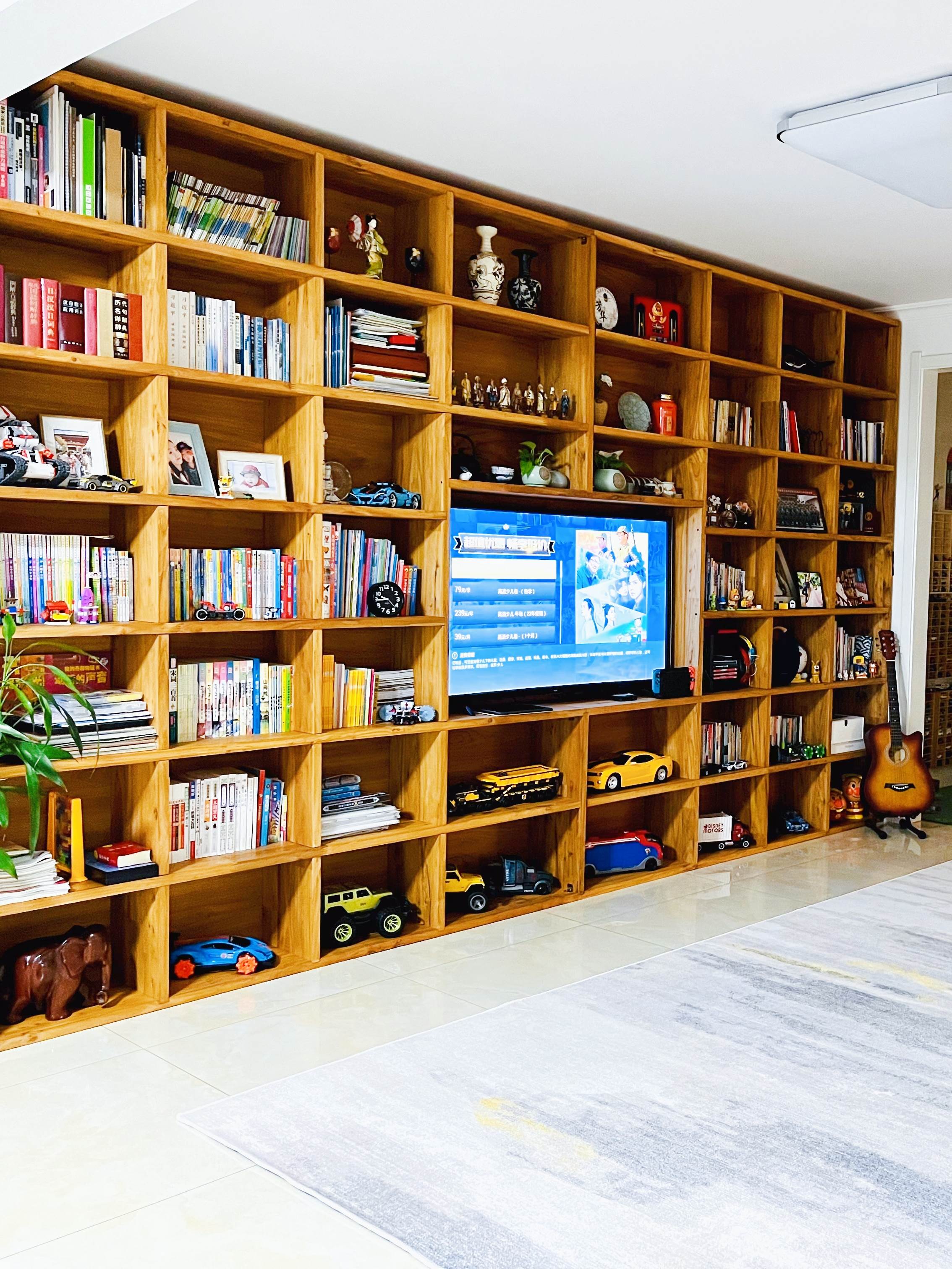 实木电视柜定制组合 全屋定制电视背景墙书架 收纳满墙客厅一体柜