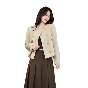 EPISODE秋冬新品优雅法式经典小香风箱型女士金属双排扣短外套