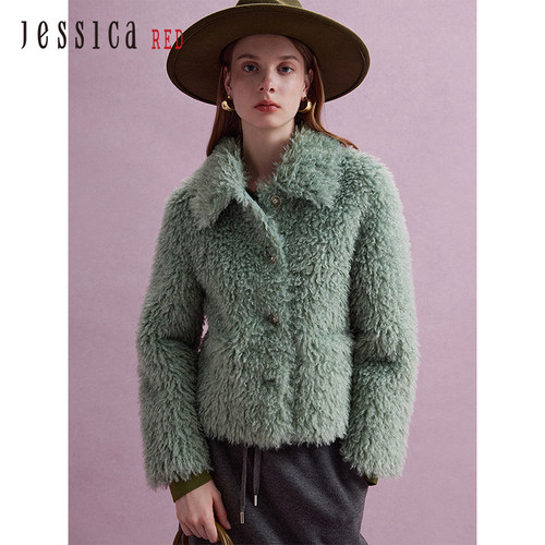 JESSICARED甜美减龄短外套环保毛