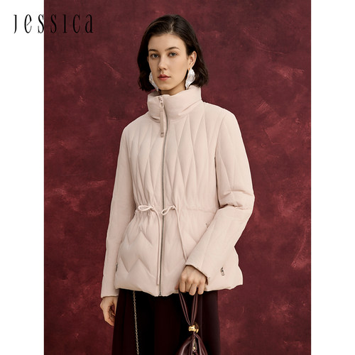 JESSICA立领压纹抽绳显瘦羽绒服
