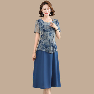 中年妈妈夏装高贵洋气连衣裙