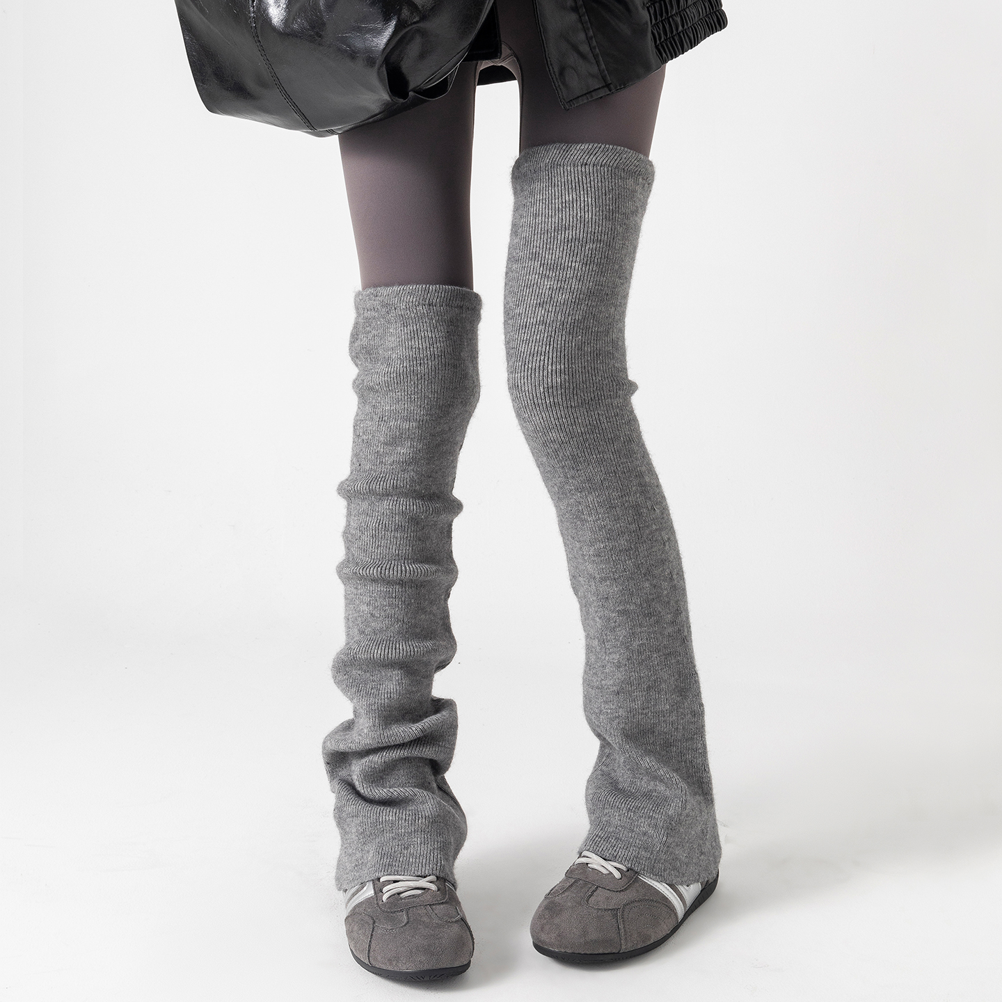 灰色堆堆袜套袜子女y2k小腿套
