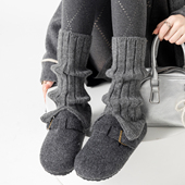 灰色羊毛袜套袜子女秋冬加厚保暖Jk针织小腿套y2k配雪地靴堆堆袜