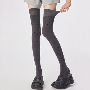 灰色波点过膝袜子女春秋ins潮复古显瘦小腿袜配皮鞋 堆堆袜大腿袜