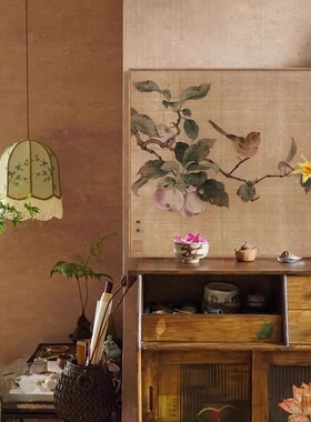 新中式茶室画复古装饰画花鸟办公室书房壁画中古风客厅背景墙挂画