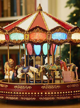 美国Mr Christmas旋转木马音乐盒八音盒女生生日儿童新年礼物摆件