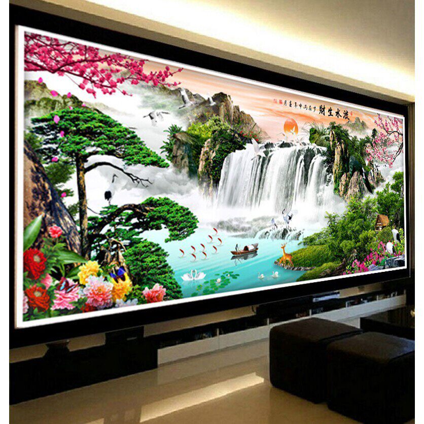 入户玄关钻石画竖款点钻钻石绣风水画简约砖石绣厂家闪石