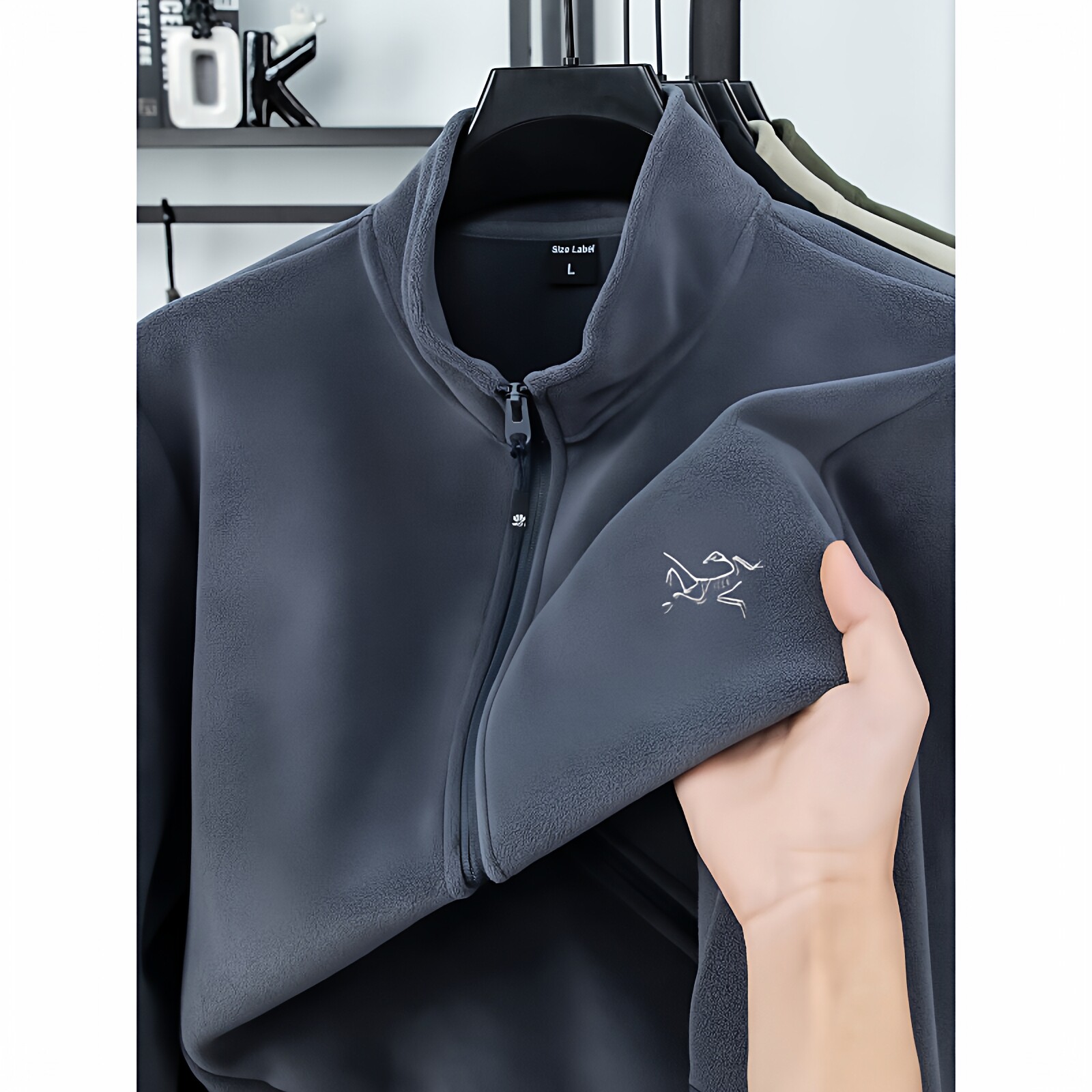 男装休闲卫衣中年男款冬装始祖刺绣鸟家男士抓绒上衣保暖加厚外套