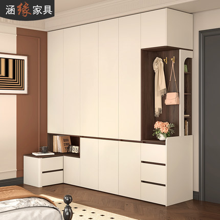 定制衣柜转角带床头柜一体家用卧室收纳储物柜现代简约大衣橱7A76