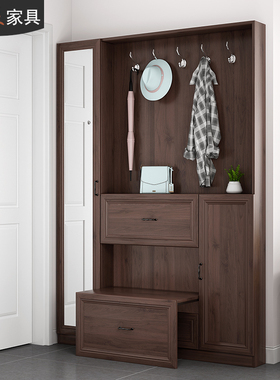 入户玄关柜鞋柜一体超薄门厅柜现代简约客厅带换鞋凳储物柜7N-234