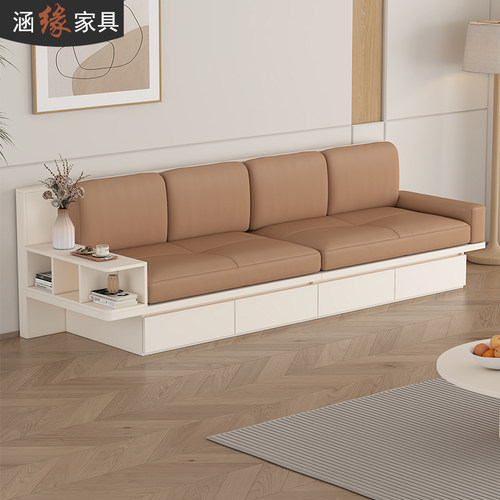 奶油风小户型客厅地台沙发