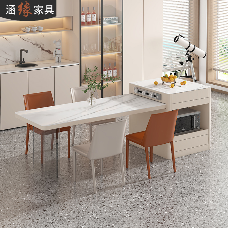 涵缘悬浮式岩板岛台餐桌