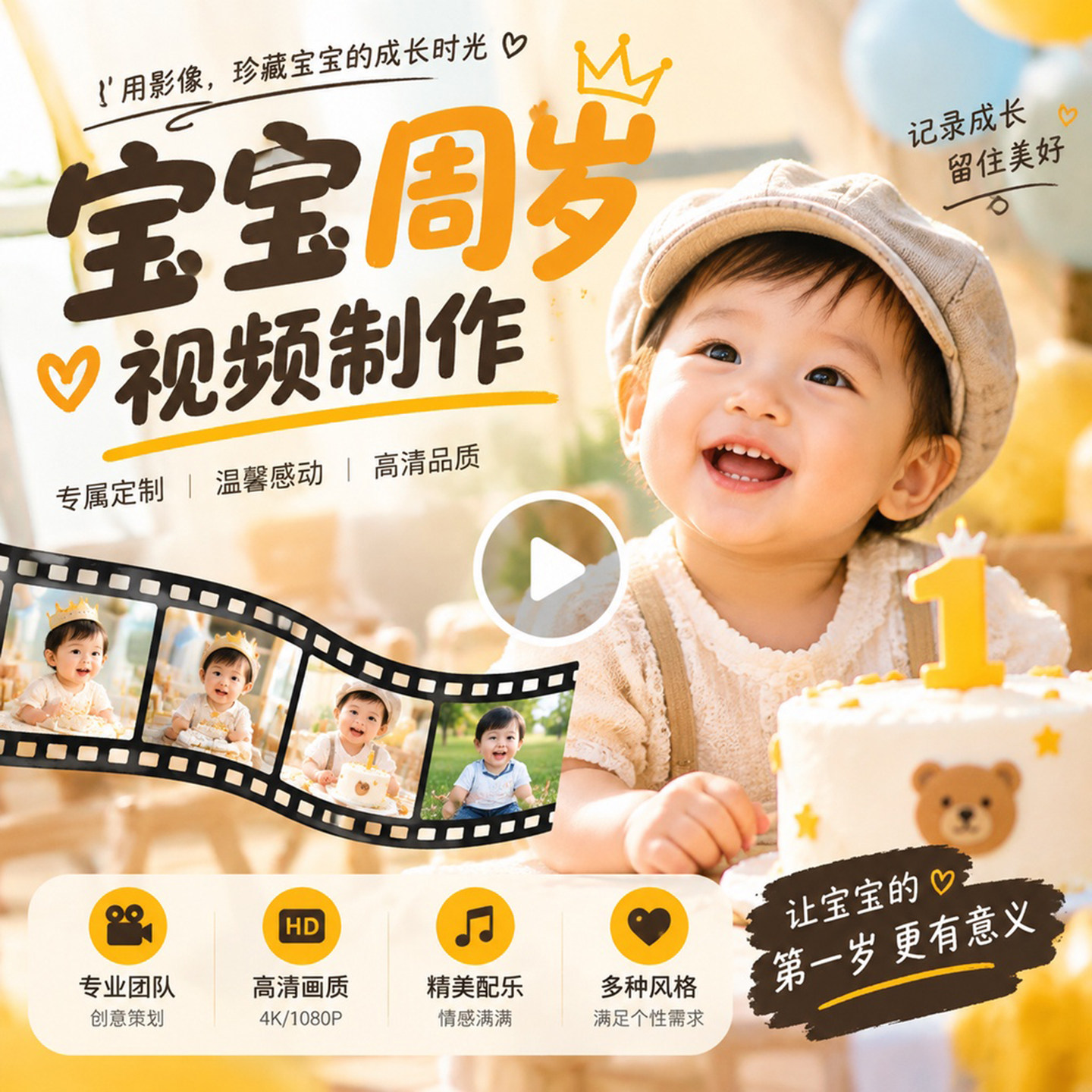 儿童生日视频制作宝宝电子相册十岁周岁百日宴祝福投屏定制mv剪辑图片