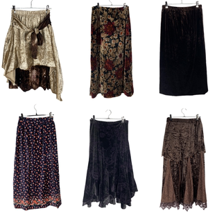 古着vintage日系原单女秋冬丝绒半身裙加厚港风伞裙显瘦包臀裙06