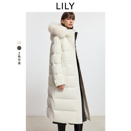 【商场同款】LILY2025冬新款可拆狐狸毛领90鸭绒羽绒服外套女长款