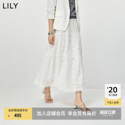 LILY夏新法式镂空绣花半身裙