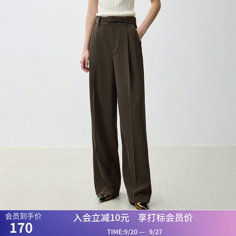 【商场同款】LILY秋新款高腰骨感显瘦百搭通勤阔腿裤休闲裤女