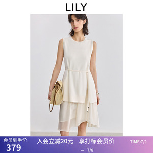 【商场同款】LILY夏新款女装含莱赛尔棉气质无袖收腰连衣裙
