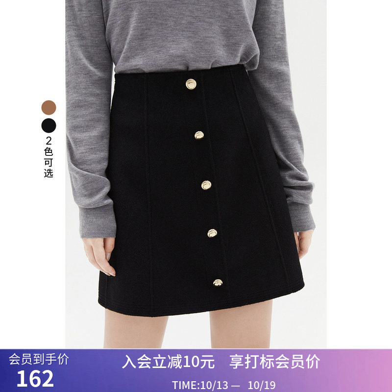 【商场同款】LILY冬新款女装全绵羊毛小香风通勤款短裙半身裙